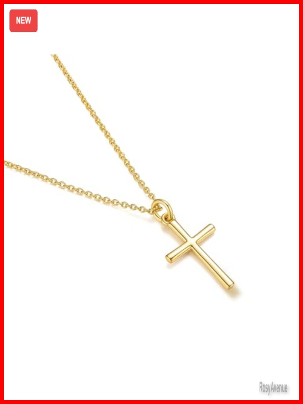 14k Gold Plated Cross Necklace Women Adjustable 18in Pendant